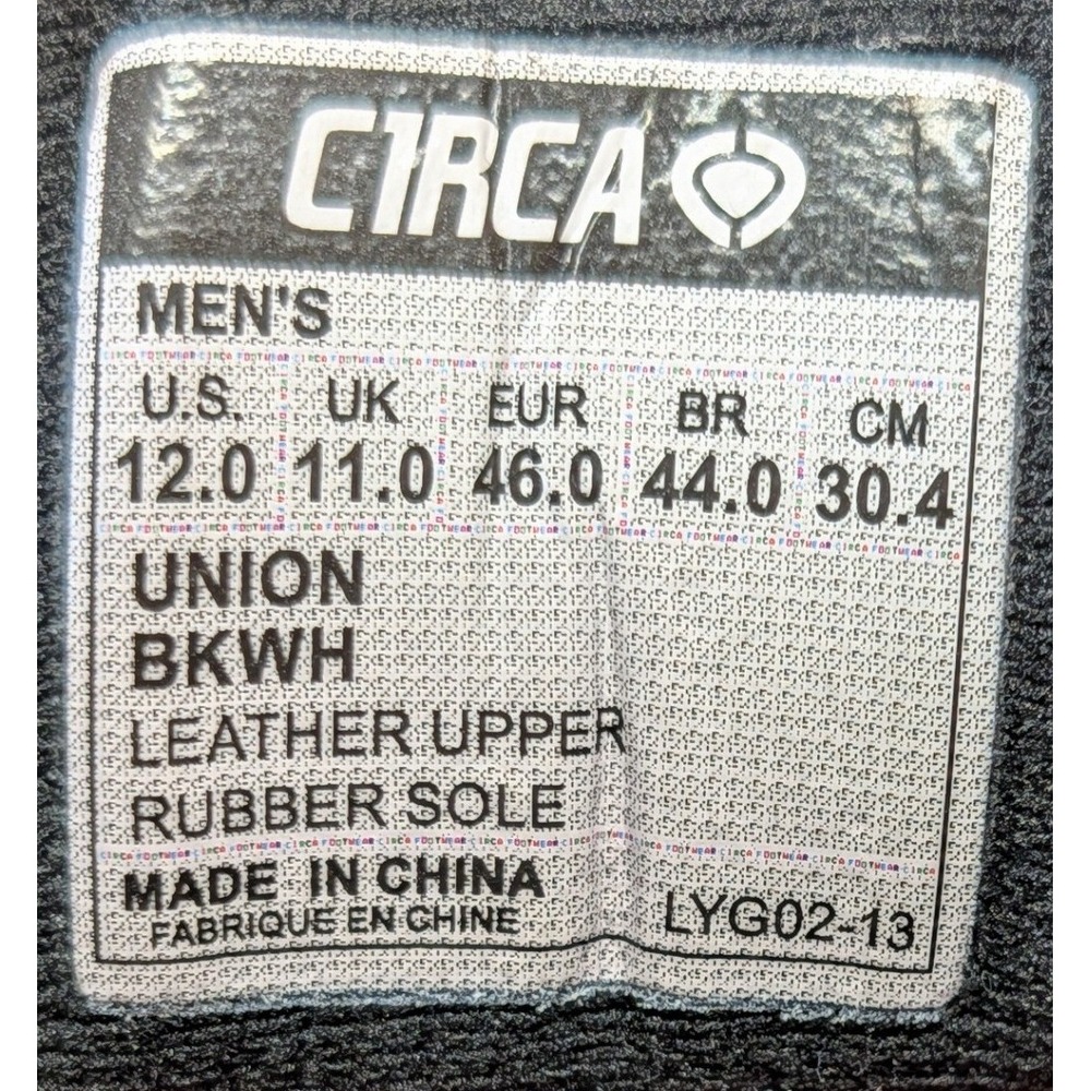 Circa Union Mens Black White Leather Mid Top Skate Shoes Size 12 BKWH LYG02-13 - Picture 10 of 11
